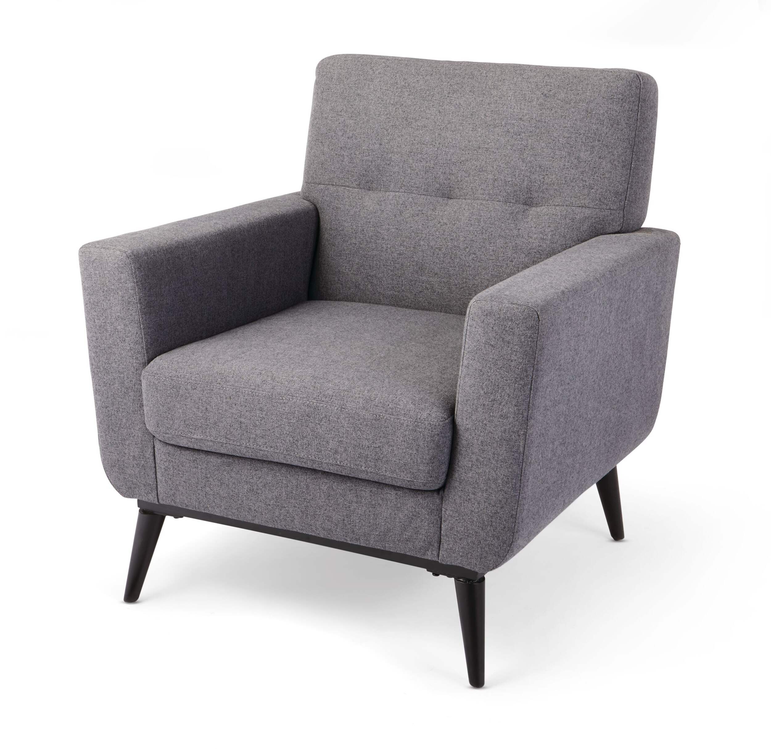 CANVAS Baillie Upholstered Accent Armchair With Solid Wood Frame & Legs, Grey Front_Three_Fourths_Angled_Left