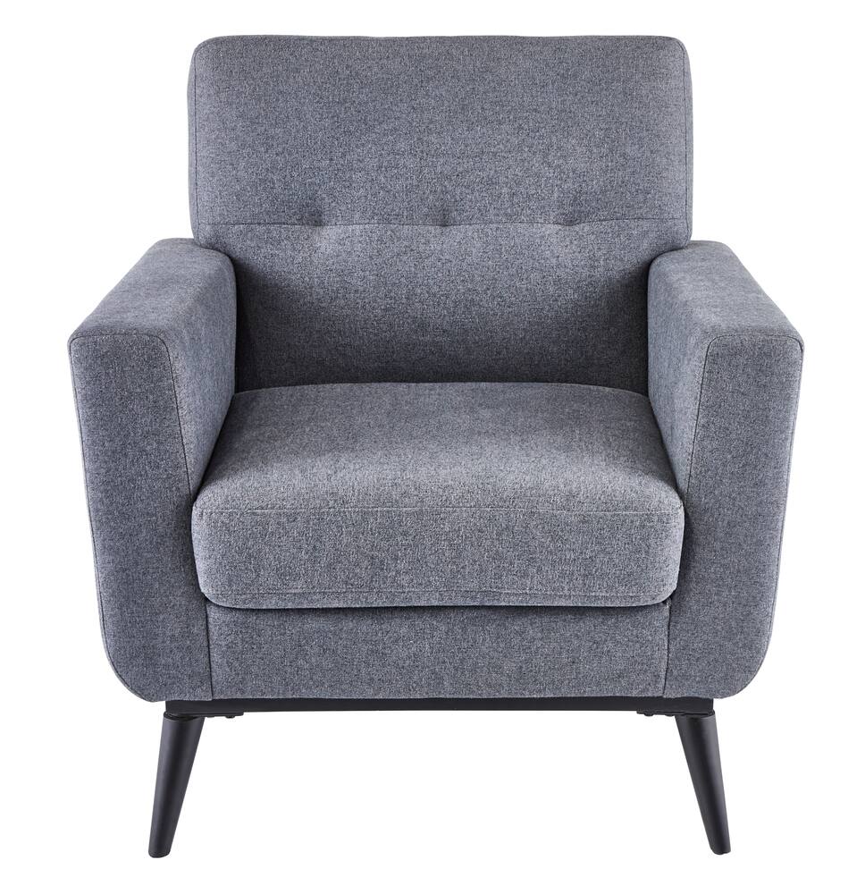 grey upholstered accent chair