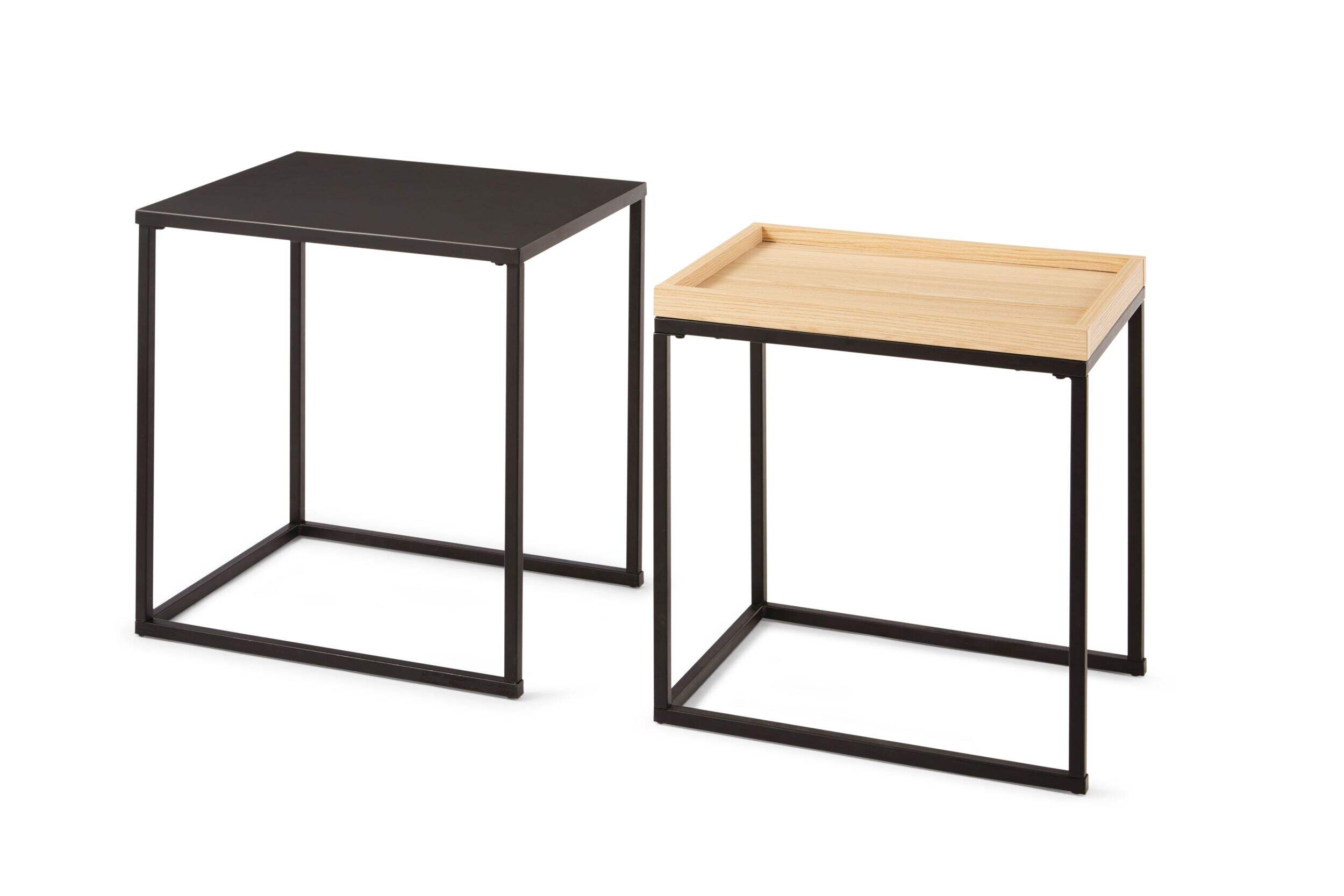 CANVAS Carbon Nesting End/Side Tables Set with Storage Tray, 2-pc, Black, 19-in Front_Three_Fourths_Angled_Left