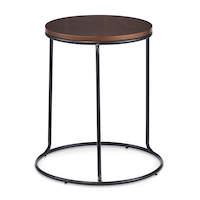 CANVAS Kelowna Round Solid Wood Top Stacking Sofa End/Side Accent Table With Metal Base, 20-in Front_Elevated