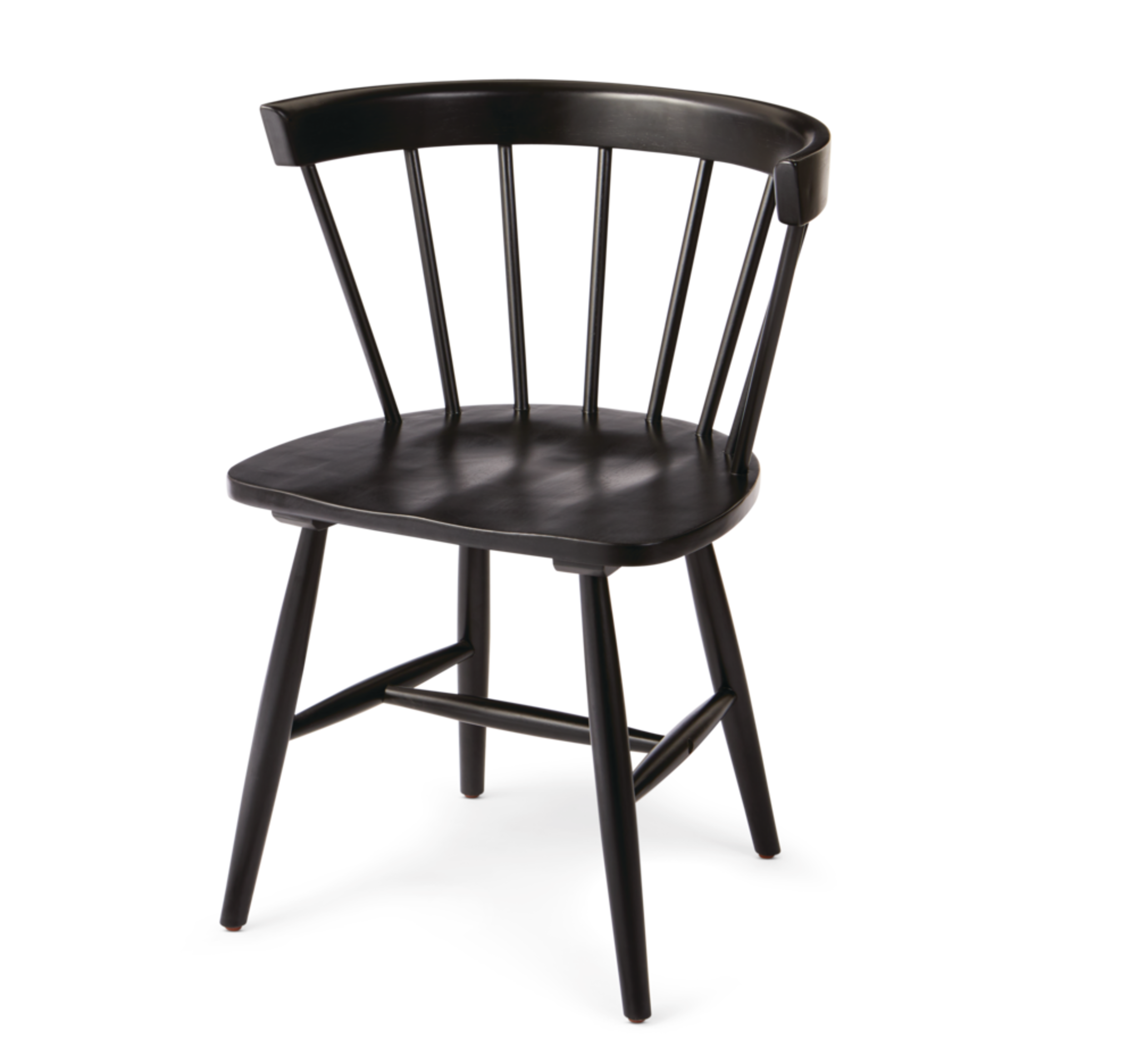 CANVAS Windsor Solid Wood Spindle Back Dining Chairs (2-Piece Set), Black Front_Three_Fourths_Angled_Left