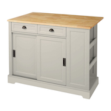 Îlot de cuisine à porte coulissante dessus en bois avec abattant CANVAS Olsen, gris Front_Angled_Left