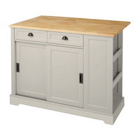 Îlot de cuisine à porte coulissante dessus en bois avec abattant CANVAS Olsen, gris