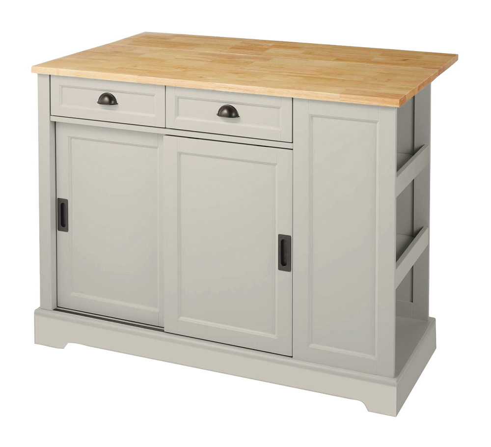 CANVAS Olsen Wood Top Sliding Door Kitchen Storage Island with Folding