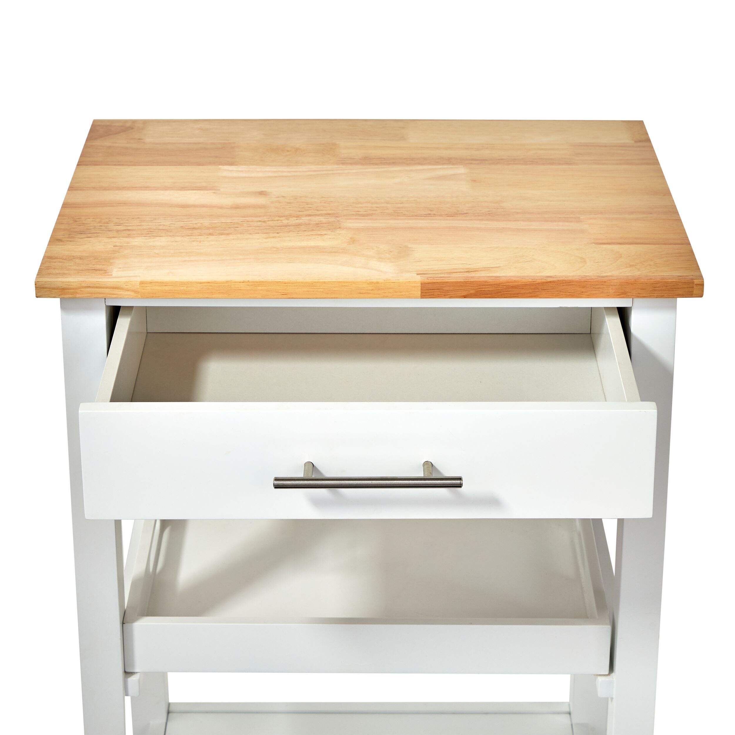 CANVAS Dorval Wood Top Kitchen Utility Storage Cart With Basket