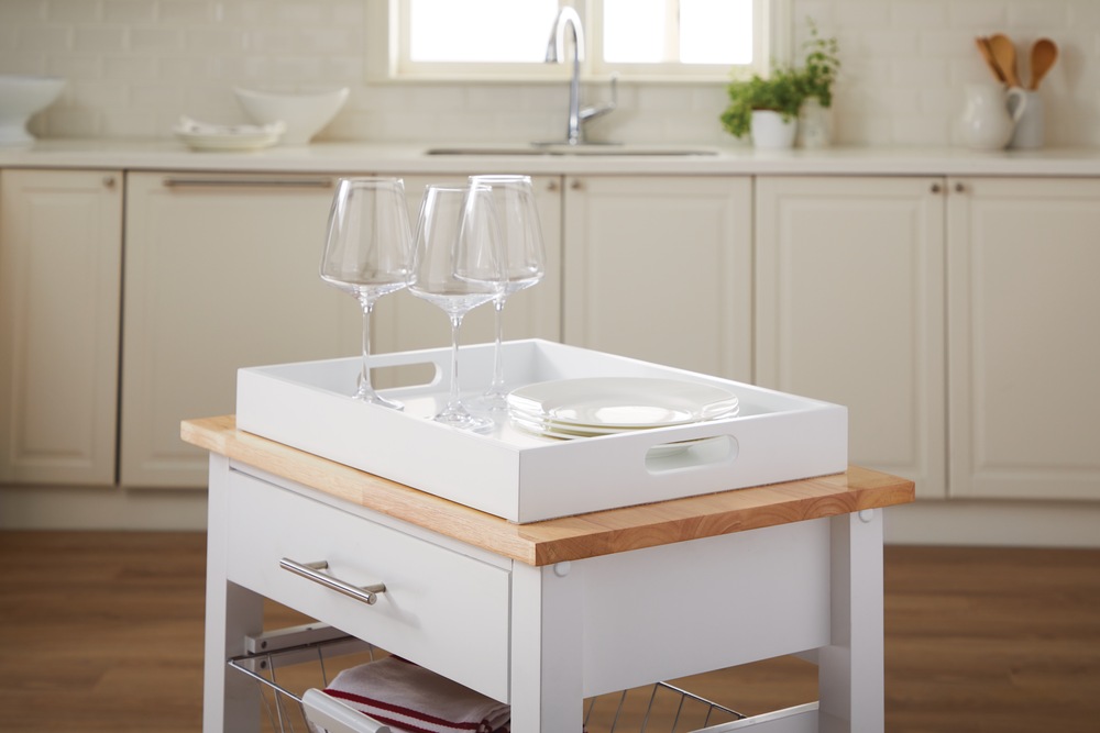 CANVAS Dorval Wood Top Kitchen Utility Storage Cart With Basket