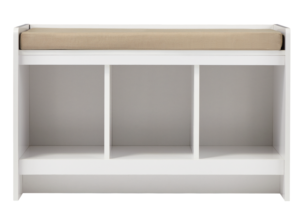 CANVAS Leslie 3Cubby Entryway Shoe Storage Bench With Seat Cushion