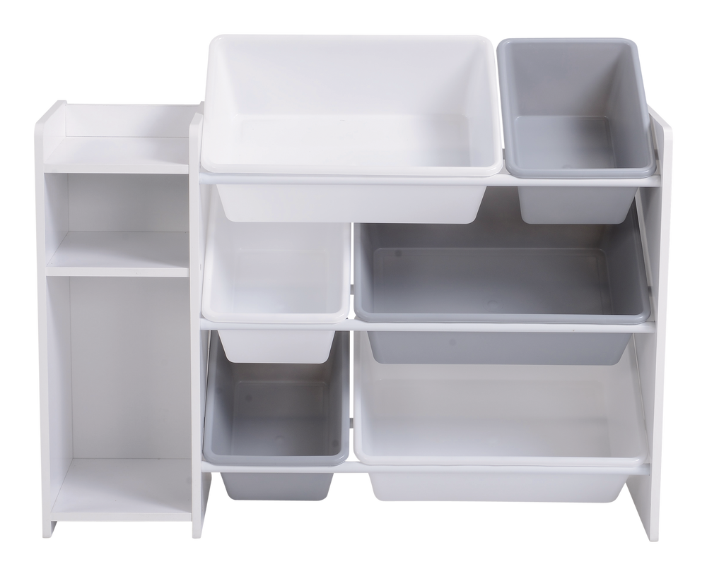 For Living 6Bin Storage Organizer Bookshelf For Toys/Bedroom/Playroom/Mudroom, White Canadian