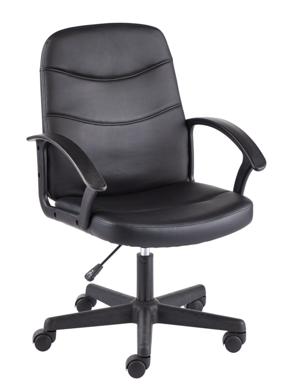 For Living Faux Leather Height Adjustable Executive Swivel Office Desk Chair Black Canadian Tire