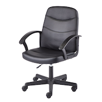 For Living Faux Leather Height Adjustable Executive Swivel Office/Desk Chair, Black Front_Three_Fourths_Angled_Left