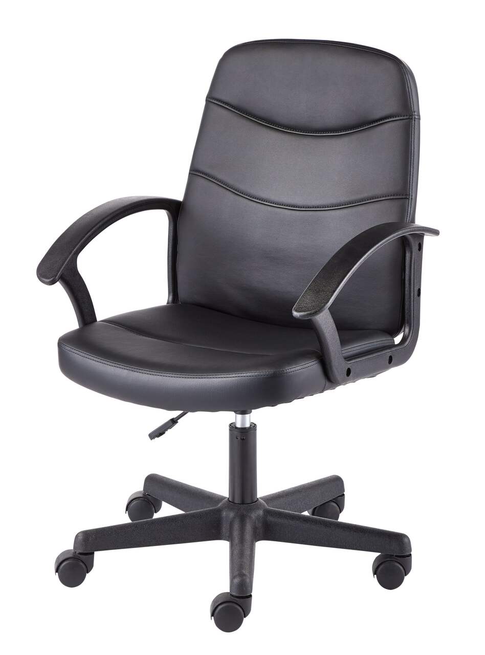 For Living Faux Leather Height Adjustable Executive Swivel Office/Desk Chair,  Black