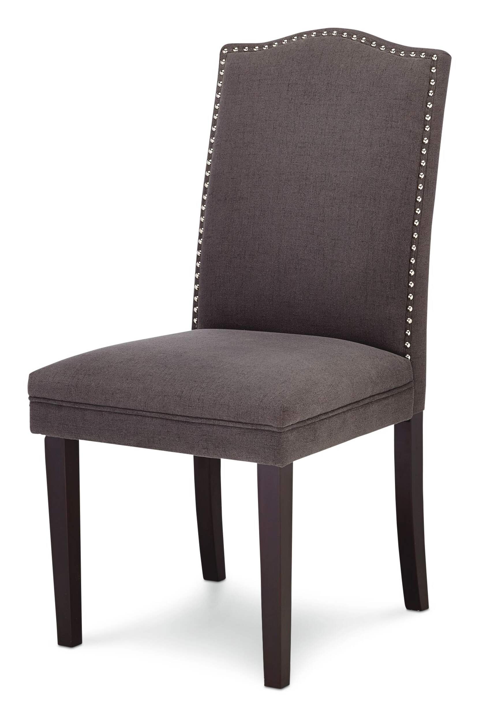 CANVAS Regent Nailhead Upholstered Dining Chairs w/ Solid Wood Legs (2-Piece Set), Grey Front_Three_Fourths_Angled_Left