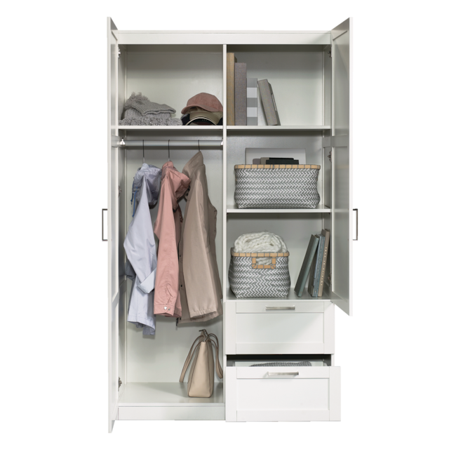Sauder 2-Door 2-Drawer Wardrobe/Armoire Clothes Storage Cabinet With ...