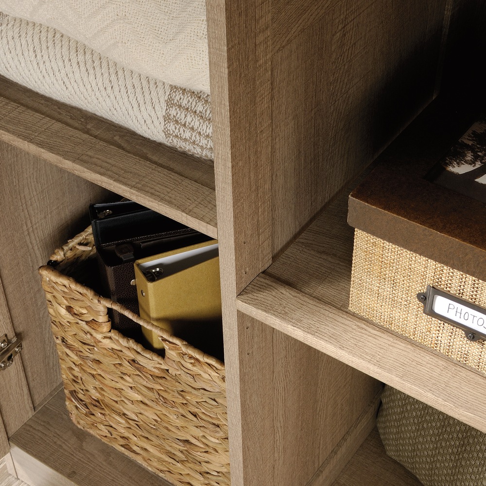 Sauder 2Door Storage With Adjustable Shelves, Oak Finish