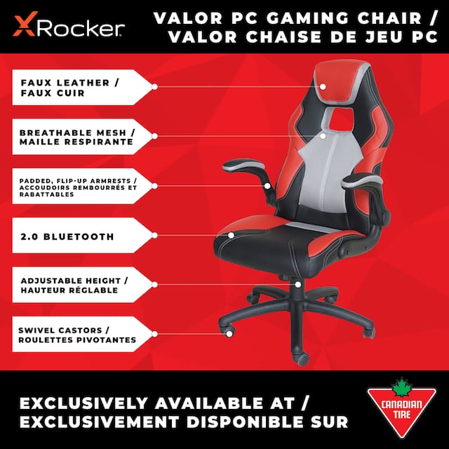 X Rocker Valor 2.0 Ergonomic Adjustable Swivel PC Gaming/Office Chair w ...