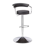 FOR LIVING Adjustable Bar Stool with Curved Backrest, Black Front_Three_Fourths_Angled_Right