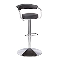 FOR LIVING Adjustable Bar Stool with Curved Backrest, Black Front_Three_Fourths_Angled_Right