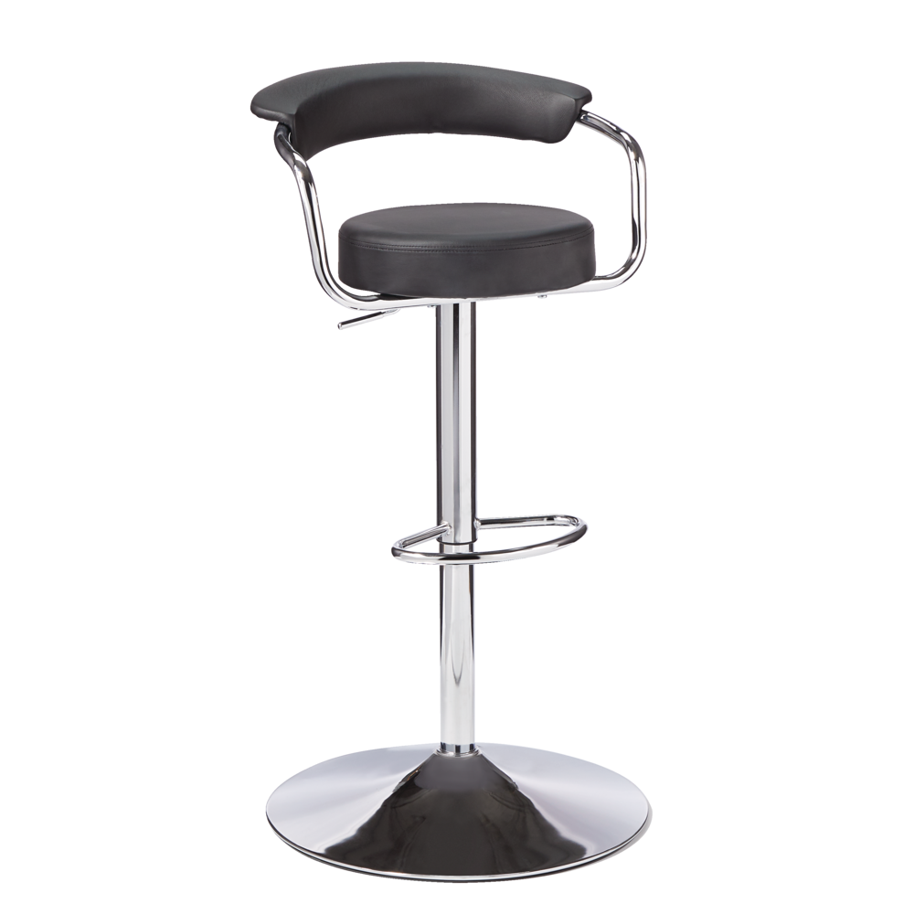 FOR LIVING Adjustable Bar Stool with Curved Backrest, Black Canadian Tire