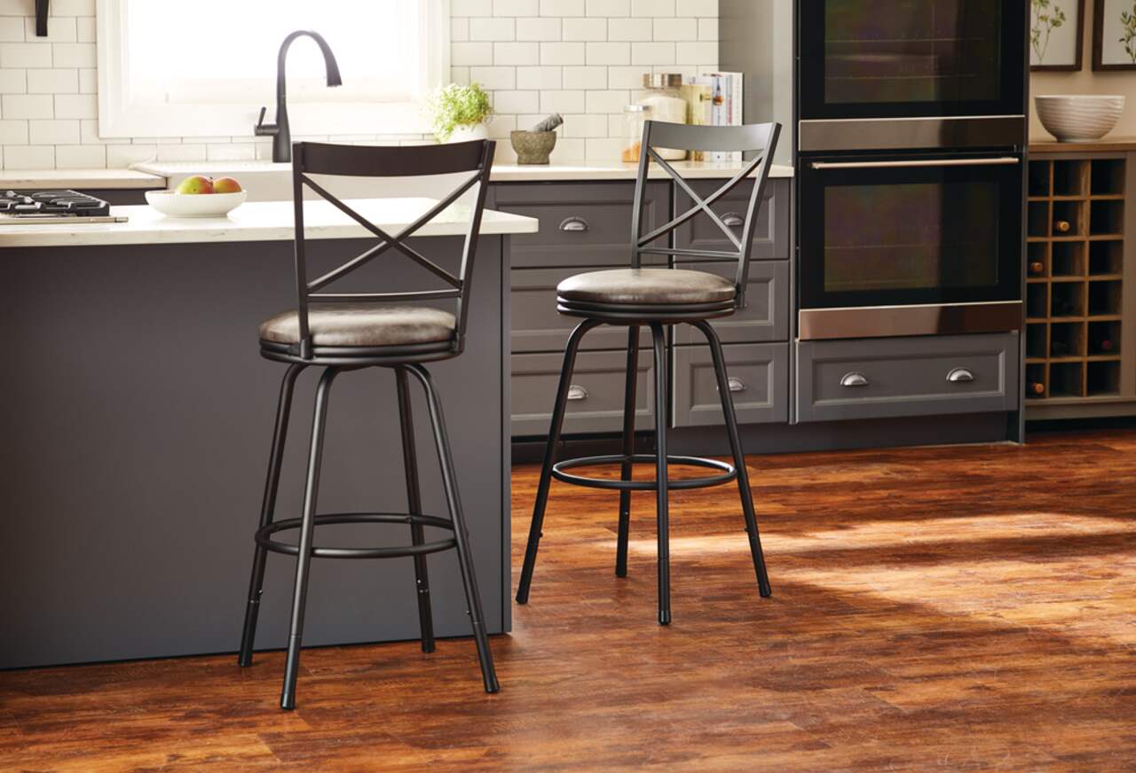 CANVAS Dutton Adjustable Bar Stool with Swivel Seat Black