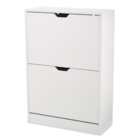 CANVAS Hubbard 2-Tier Shoe Storage Cabinet, White Front_Three_Fourths_Angled_Left