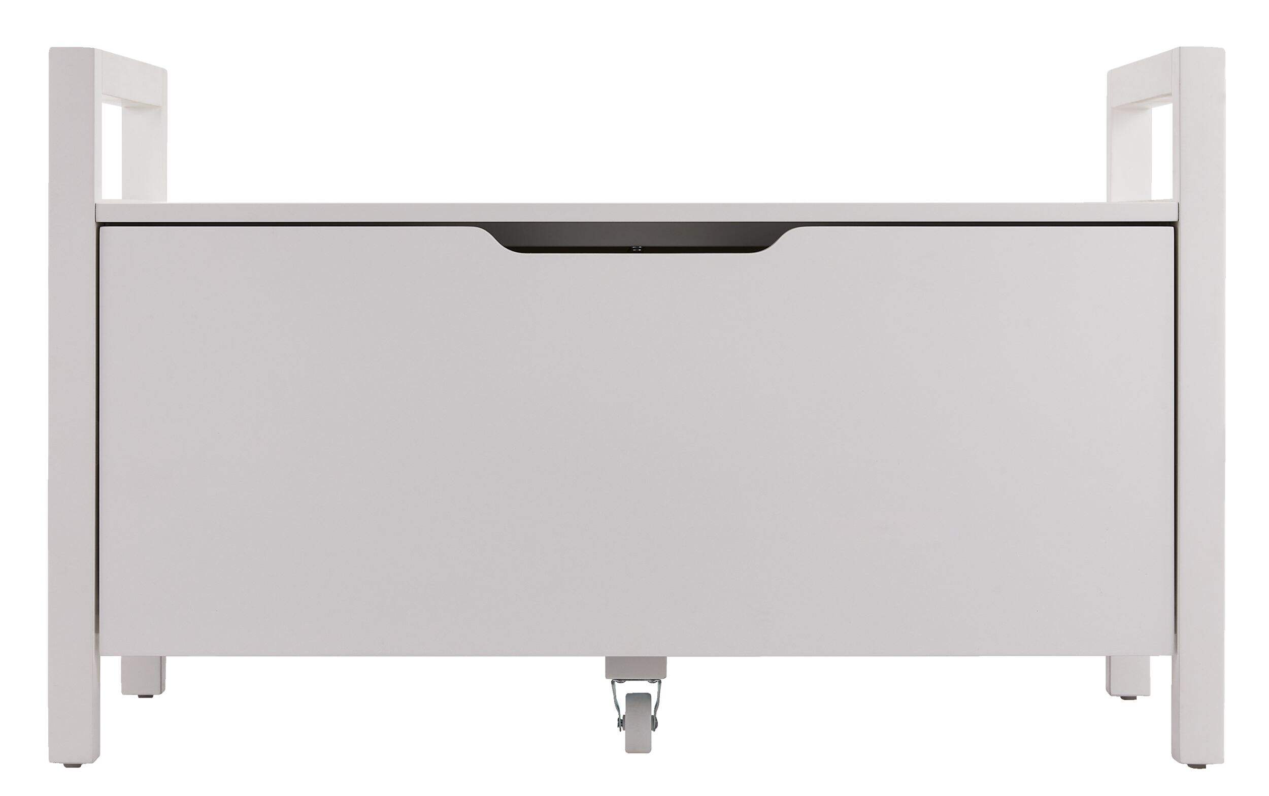 FOR LIVING Pull-Out Storage Bench with Cut-out Handles, 36 x 17 x 22-in, White Front_Flat