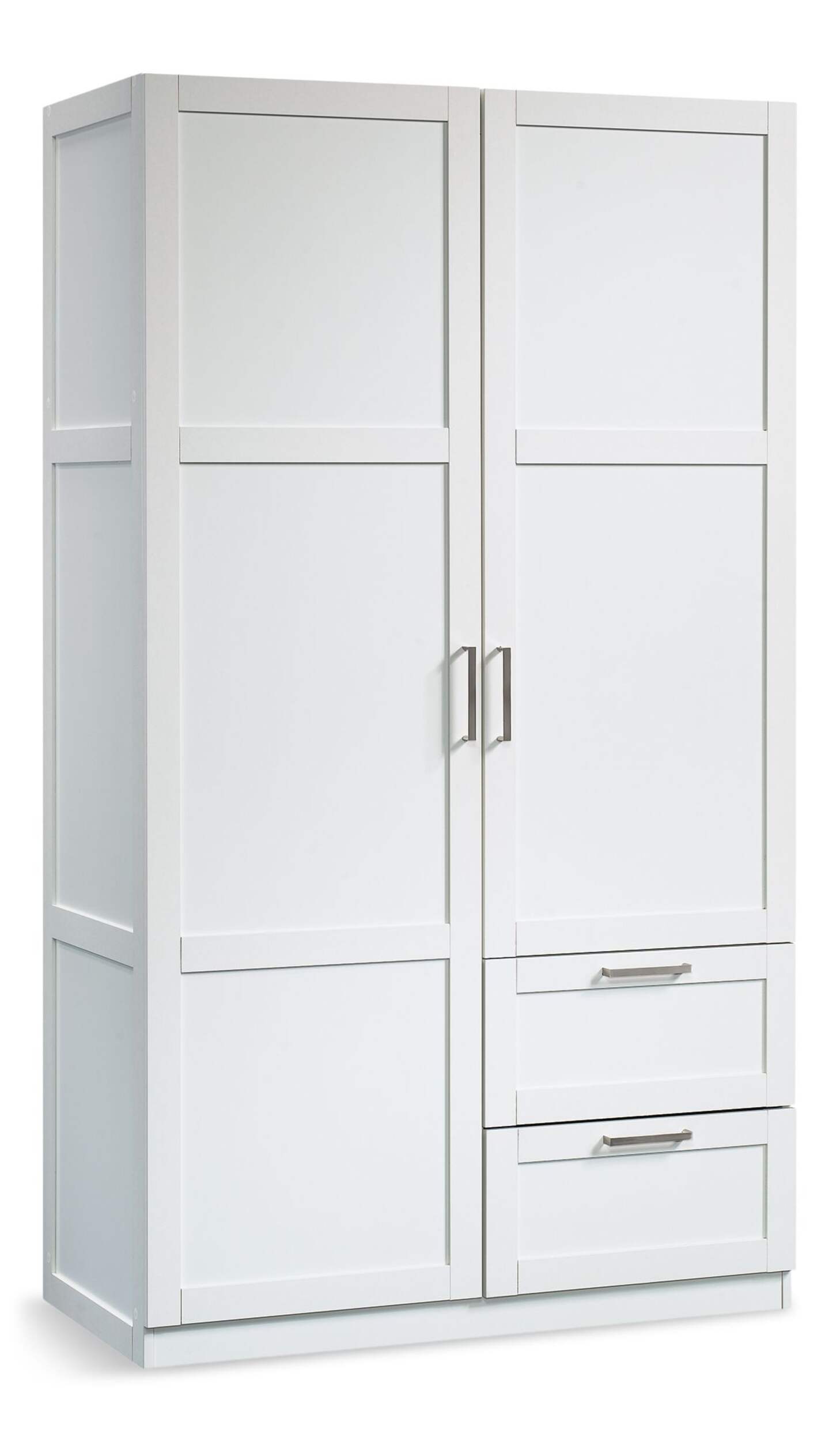 Sauder 2 Door 2 Drawer Wardrobe, White Front_Three_Fourths_Angled_Right