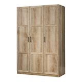 Sauder 3 Door Wardrobe, Shaker Oak Front_Three_Fourths_Angled_Left