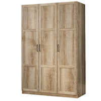 Sauder 3 Door Wardrobe, Shaker Oak Front_Three_Fourths_Angled_Left