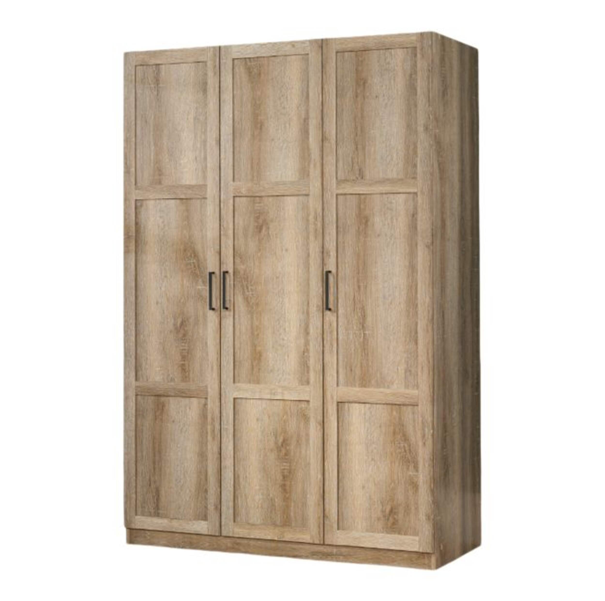 Sauder 3 Door Wardrobe, Shaker Oak Front_Angled_Left