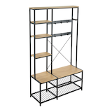Canvas Leslie Entryway Organizer Hall Tree Unit with Coat Rack and Shoe Bench Front_Three_Fourths_Angled_Right