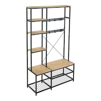 Canvas Leslie Entryway Organizer Hall Tree Unit with Coat Rack and Shoe Bench Front_Three_Fourths_Angled_Right
