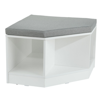 For Living Space Saving Corner Bench with Storage, White/Grey Front_Three_Fourths_Angled_Right