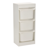 For Living 3-Bin Stackable Pull Out Organizer, White Front_Three_Fourths_Angled_Right
