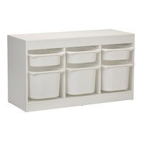 Meuble de rangement à coulisse empilable à 6 bacs For Living, blanc Front_Three_Fourths_Angled_Right