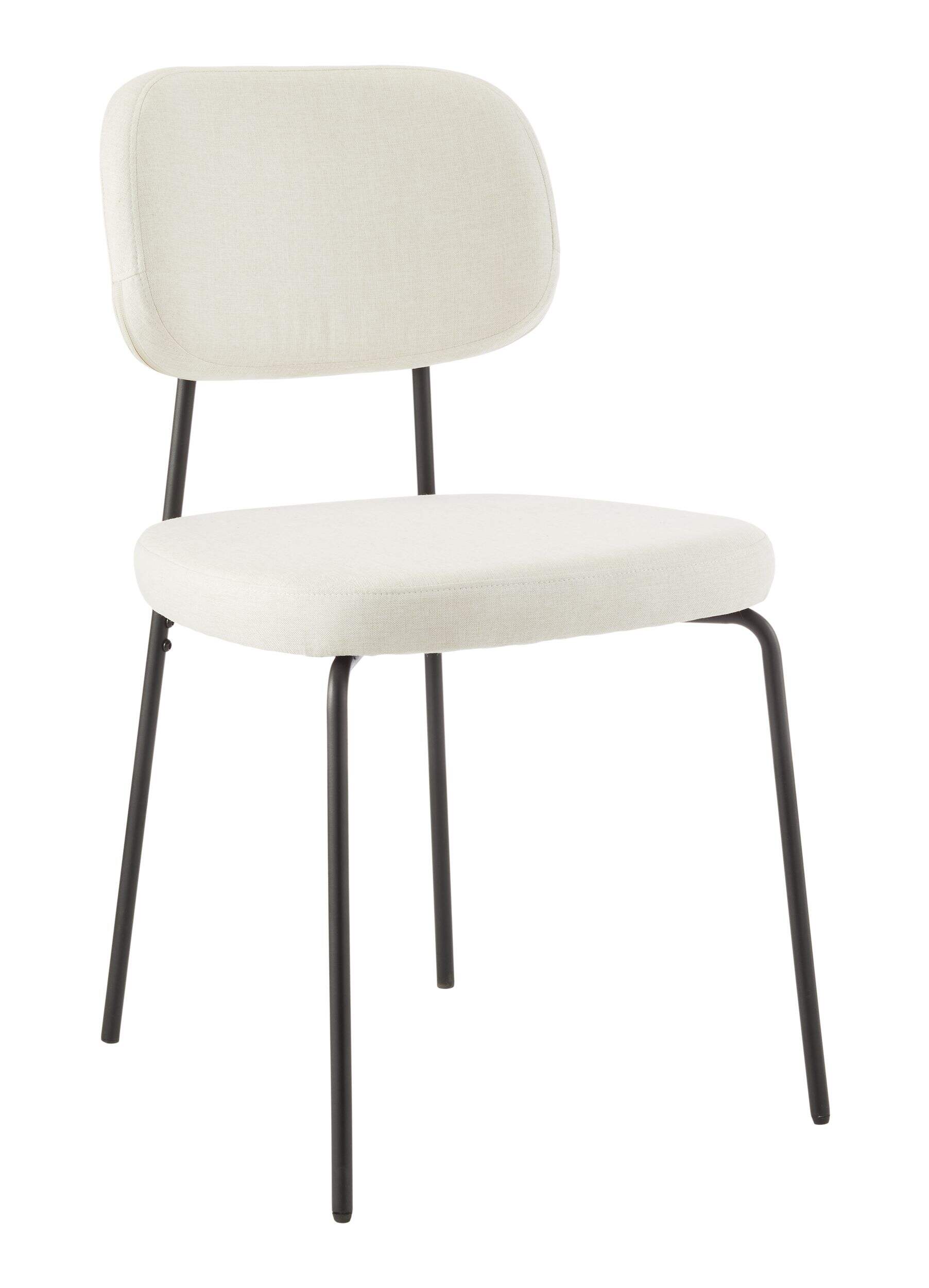 Chaise de salle à manger rembourrée Canvas Evelyn, blanc Front_Three_Fourths_Angled_Right