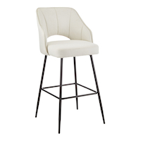 Canvas Yael Elegant Elevated Bar Stool with Back Rest, Creme Front_Three_Fourths_Angled_Right