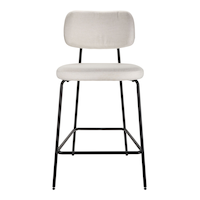 Canvas Kase Upholstered Counter Stool with Back Rest, White Front_Flat