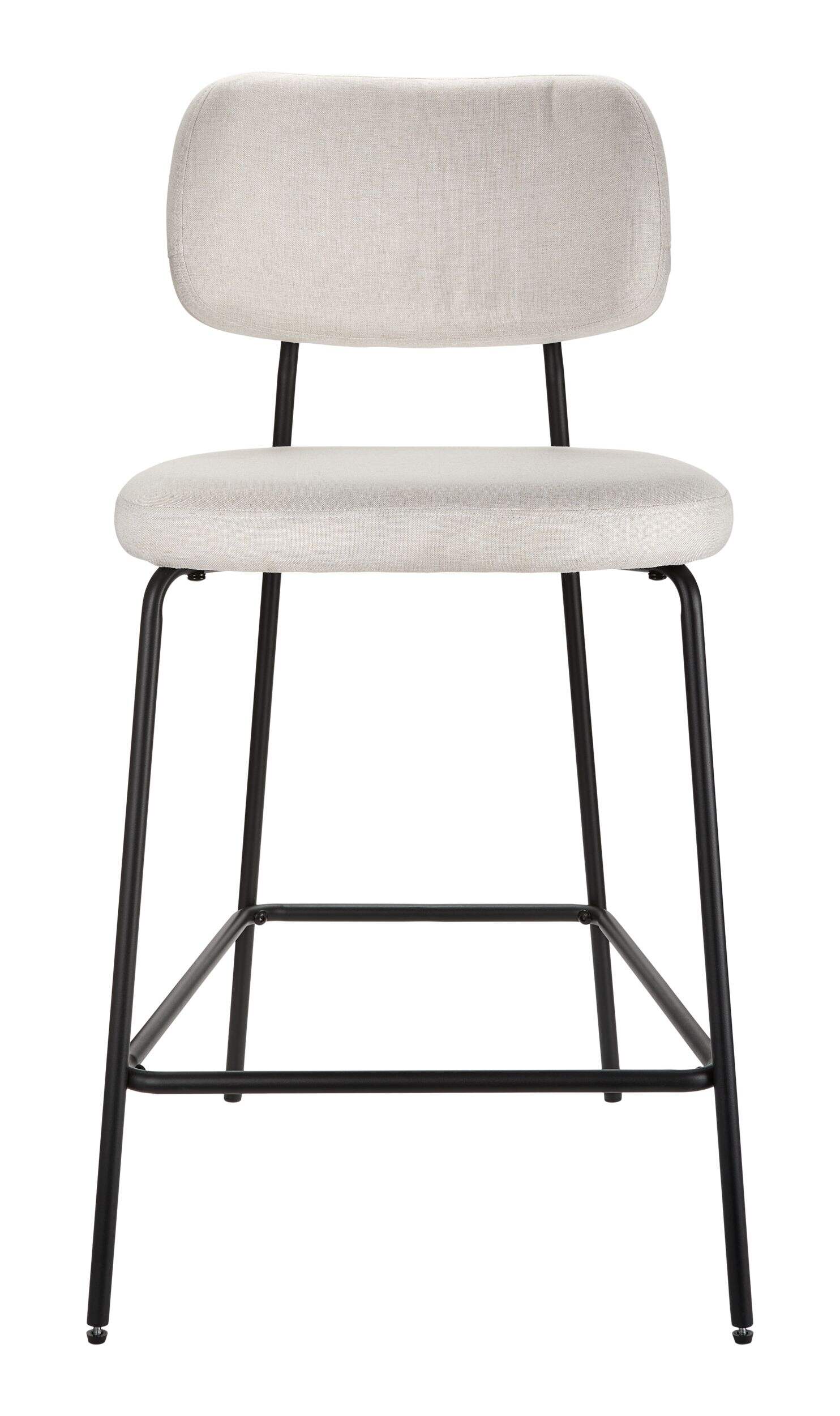 Canvas Kase Upholstered Counter Stool with Back Rest, White Front_Flat