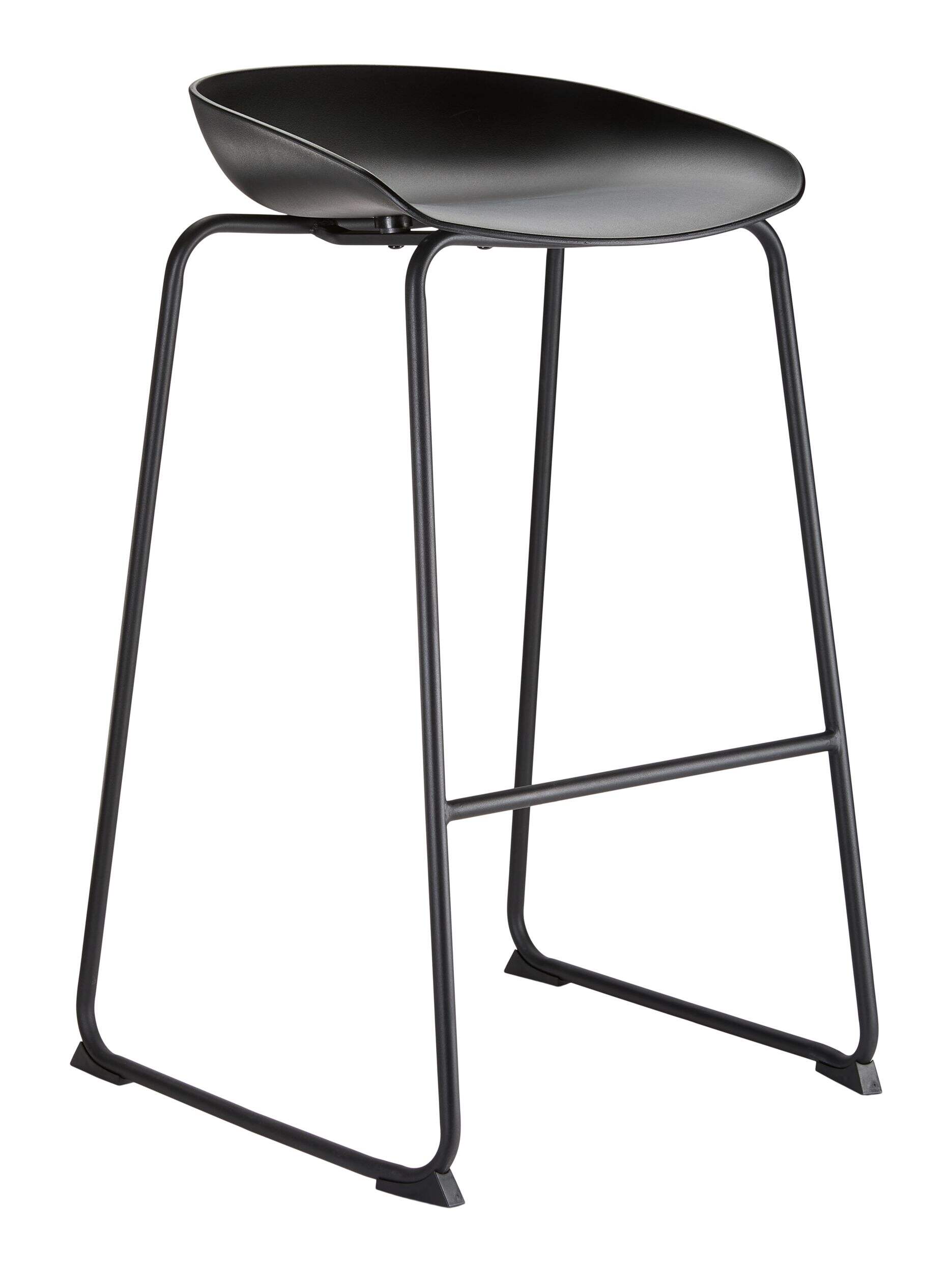 Tabouret de comptoir surélevé moderne For Living, noir Front_Three_Fourths_Angled_Right