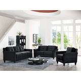 Hartford Curved Arm Sofa Set, Black, 3-pc Composite_or_Mixed