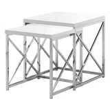 Monarch Square Nesting End/Side Accent Tables With Chrome Base (2-Piece Set) Front_Three_Fourths_Angled_Left