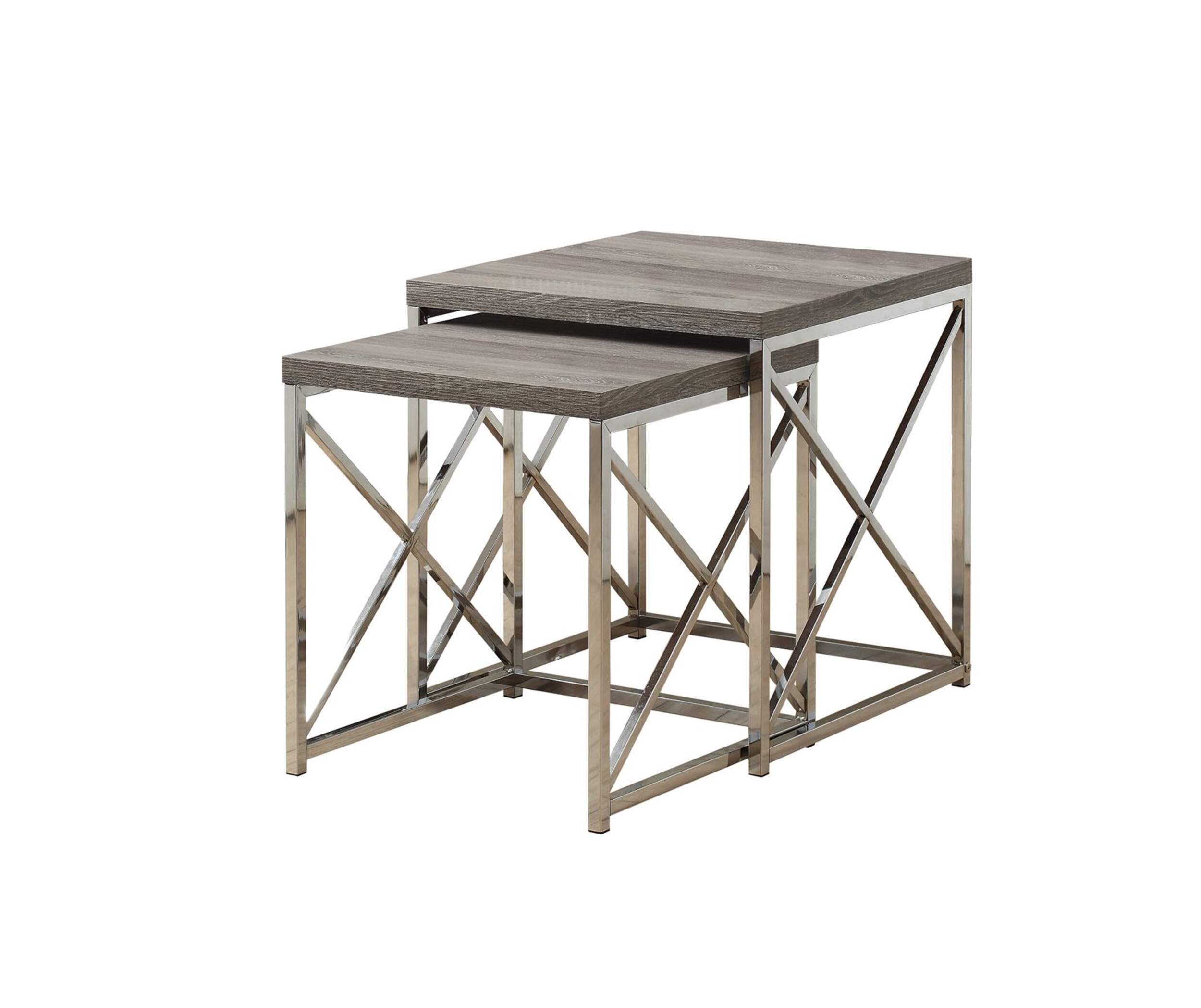 Monarch Square Nesting End/Side Accent Tables With Chrome Base (2Piece