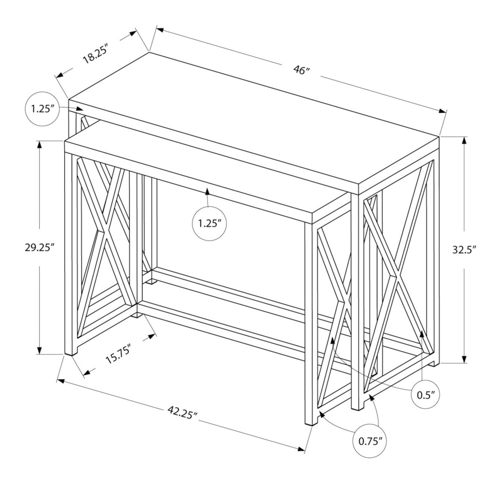 Monarch Hallway Table with Chrome Crossed Legs, 2pc Canadian Tire