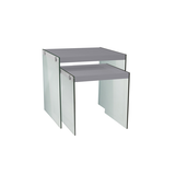 Monarch Square Nesting End/Side Accent Tables With Glass Legs (2-Piece Set), White Front_Angled_Right