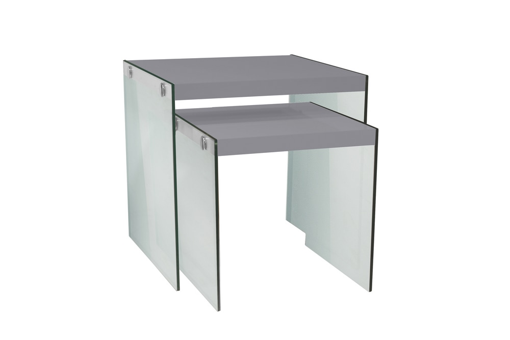 Monarch Square Nesting End/Side Accent Tables With Glass Legs (2Piece