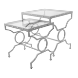 Tables d'appoint gigognes à dessus en verre avec pattes en métal décoratives Monarch, paq. 2 Front_Three_Fourths_Angled_Right