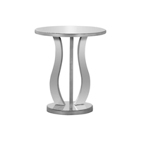 Monarch Round Glass Top Sofa End/Side Accent Table with Mirrored Base, 24-in Front_Elevated