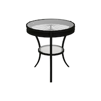 Monarch Spoke Round Glass Top Sofa End/Side Accent Table with Decorative Metal Base, Black, 24-in Front_Elevated
