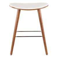 Tabourets de comptoir/bar sièges en bois et en similicuir bois LumiSource Saddle, paq. 2, noyer/blanc Front_Flat