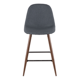 LumiSource Pebble Armless Upholstered  Counter/Bar Stool (2-Piece Set), Walnut/Blue Front_Flat